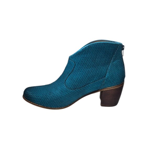 Miz Mooz Womens Nomad Turquoise Blue Leather Heeled Ankle Boots, Western, Sz 9.5 - Picture 9 of 9